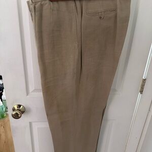 Polo by Ralph Lauren Tan Dress Pants Classic Style. Cuffed bottom, Linen